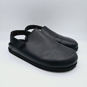 Zara Black Leather Clogs in 100% Cowhide Leather, size 5